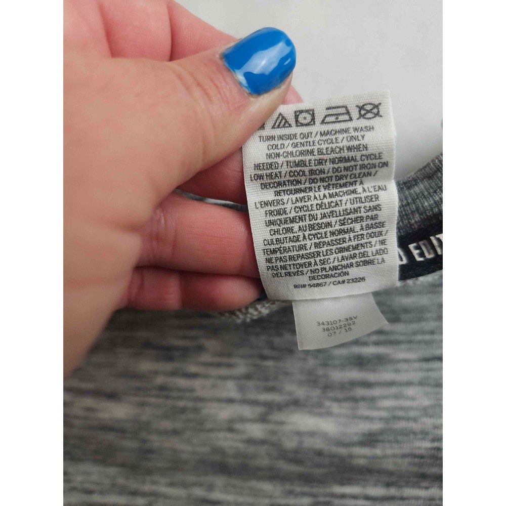 Pink Victoria's Secret Gray Marl Crewneck Sweatshirt Blue Sleeve Stripe Small - Picture 6 of 8